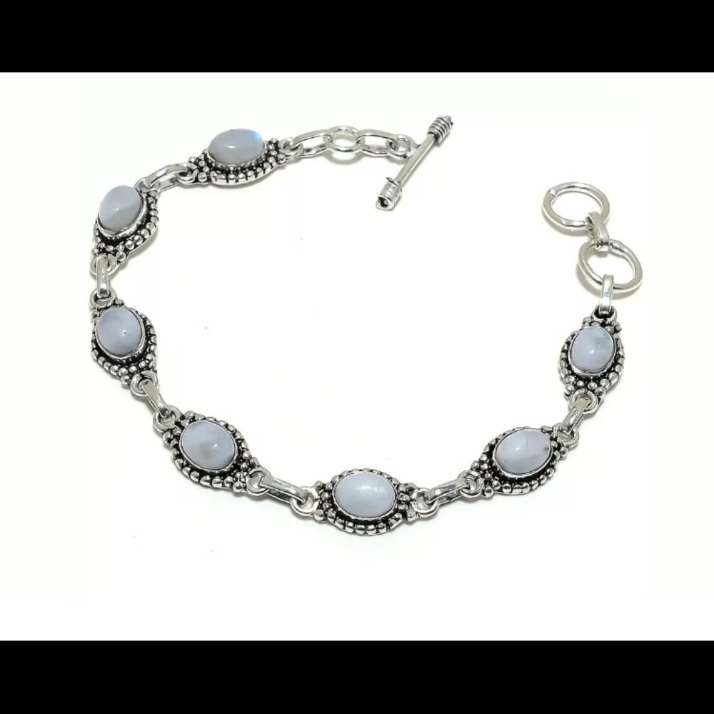 SOLD Rainbow Moonstone 925 Sterling Silver  Brace